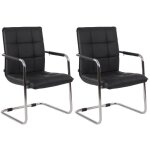 Lot de 2 chaises cantilever gandia en cuir v�ritable noir - chrome