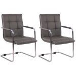 Lot de 2 chaises cantilever gandia cuir v�ritable pieds luge m�tal chrom� gris - chrome