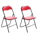 Lot de 2 chaises de cuisine pliables felix - clp - rouge - noir - pieds en m�tal