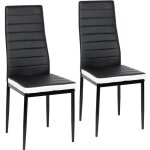 Lot de 2 chaises de cuisine romane siges de salle  manger blanches et noires - hauteur 45 cm