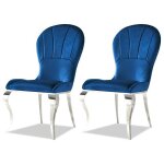 Lot de 2 chaises gatsby mtal argent et velours - velours bleu