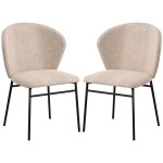 Lot de 2 chaises de salle  manger - homcom - assise rembourre en tissu aspect lin - pieds en acier ...