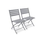 Lot de 2 chaises de jardin en aluminium gris - city garden - marius - pliant - extérieur - meuble de ... Lot de 2 chaises de jardin en aluminium gris - city garden - marius - pliant - extérieur - meuble de ...