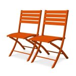 Lot de 2 chaises de jardin en aluminium orange - city garden - marius - pliant - contemporain - extrieur ...