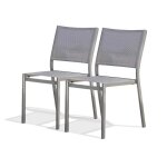 Lot de 2 chaises de jardin en aluminium et toile plastifie grise
