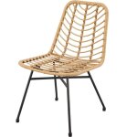 Lot de 2 chaises de jardin - imitation rotin naturel - structure acier - l635 x h 86 x p 48 cm