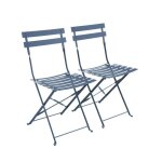 Lot de 2 chaises de jardin pliables - emilia bleu gris� - acier thermolaqu�