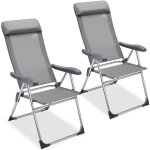 Lot de 2 chaises de jardin pliantes en aluminium avec accoudoirs dossier haut réglable en 7 positions ... Lot de 2 chaises de jardin pliantes en aluminium avec accoudoirs dossier haut réglable en 7 positions ...