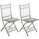 Lot de 2 chaises de jardin pliantes asina en fer forg� - clp - design - couleur bronze - pliable