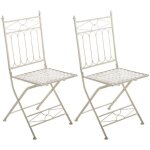 Lot de 2 chaises de jardin pliantes asina en fer forg� - clp - design - cr�me antique - ext�rieur