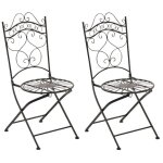 Lot de 2 chaises de jardin pliantes indra en fer forg� avec hauteur dassise 48 cm bronze