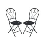 Lot de 2 chaises de jardin pliantes en m�tal fa�on fer forg� - anthracite - guermantes de mylia