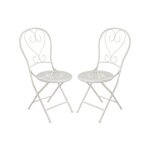 Lot de 2 chaises de jardin pliantes en m�tal fa�on fer forg� - blanc - guermantes de mylia