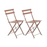 Lot de 2 chaises de jardin pliantes en m�tal terracotta - baca