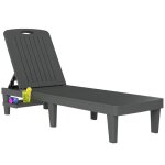 Lot de 2 chaises longues - outsunny - dossier r�glable 5 positions - tablette lat�rale - plastique - ...