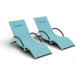 Lot de 2 chaise longue transat de jardin ergonomique fauteuils de jardin structure en fer robuste - appuie ...