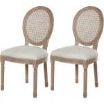 Chaise athm design medaillon ? design tissu & bois beige (lot de 2)