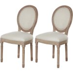 Lot de 2 - chaise medaillon beige - marque athm design - pieds bois - assise tissu - pour salle  manger ...