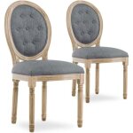 Lot de 2 chaises mdaillon capitonnes louis xvi tissu gris