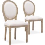 Lot de 2 chaises médaillon louis xvi tissu beige Lot de 2 chaises médaillon louis xvi tissu beige
