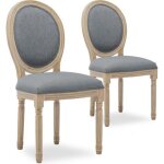 Lot de 2 chaises mdaillon louis xvi tissu gris