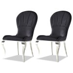 Lot de 2 chaises - meubler design - gatsby - velours noir - acier inoxydable argent