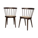Lot de 2 chaises noyer en bois et cannage. nora. l 54 x p 54 x h 76. 5cm.