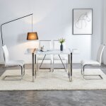 Chaises dappoint - jaerliub - lot de 2 - simili cuir et lin - dossier haut - blanc Chaises dappoint - jaerliub - lot de 2 - simili cuir et lin - dossier haut - blanc