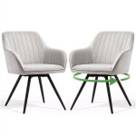 Lot de 2 chaises pivotantes en velours � surpiq�res turno gris pieds noirs