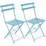 Lot de 2 chaises pliantes en acier bleues - oviala