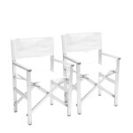 Lot de 2 chaises pliante portable aluminium plage jardin camping kalot - couleur:blanc couleur : blanc ...