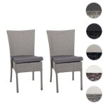Lot de 2 chaises en poly rotin hwc - g19 - chaise de balcon chaise de jardin - empilable - gris - coussin ...