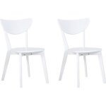 Lot de 2 chaises de salle  manger blanches roxby - beliani - vintage - bois massif - 2 places