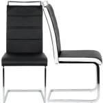 Lot de 2 chaise de salle  manger contemporain mia noir liser blanches - mtal - simili - 44x46x101cm ...