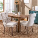Lot de 2 chaises de salle � manger chaise de cuisine dossier � ailes pieds en bois massif rembourr�e ...