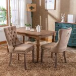 Lot de 2 chaises de salle � manger chaise de cuisine dossier � ailes pieds en bois massif rembourr�e ...