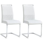 Lot de 2 chaises de salle � manger - dossier haut - assise rembourr�e en cuir synth�tique pu - structure ...