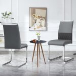 Lot de 2 chaises de salle � manger - dossier haut - assise rembourr�e en cuir synth�tique pu - structure ...