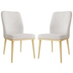 Lot de 2 chaises de salle � manger � dossier haut structure en bois style vintage �l�gant gris