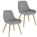 Lot de 2 chaises de salle  manger avec dossier chaise de salon assise en velours et pieds en mtalgris ...