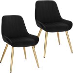 Lot de 2 chaises de salle  manger avec dossier chaise de salon assise en velours et pieds en mtalnoir ...