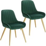 Lot de 2 chaises de salle à manger avec dossier chaise de salon assise en velours et pieds en métalvert ... Lot de 2 chaises de salle à manger avec dossier chaise de salon assise en velours et pieds en métalvert ...