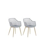Lot de 2 chaises de salle  manger grises - beliani - nashua - avec accoudoirs - style scandinave - rsistante ...