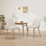 Lot de 2 chaises de salle � manger haut dossier ? style vintage chic structure bois robuste ? beige