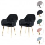 Lot de 2 chaises de salle à manger hwc - f18 - design rétro - velours noir - pieds dorés Lot de 2 chaises de salle à manger hwc - f18 - design rétro - velours noir - pieds dorés