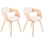 Lot de 2 chaises de salle  manger kingston en similicuir avec accoudoirs et pitement en bois - blanc ...
