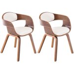 Lot de 2 chaises de salle � manger kingston en similicuir avec accoudoirs et pi�tement en bois noyer ...