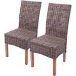 Chaises de salle � manger - kubu rattan - lot de 2 - rotin marron - design rustique - 120 kg max