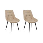 Lot de 2 chaises de salle � manger melrose cuir pu beige