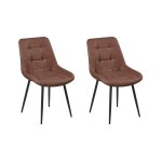 Lot de 2 chaises de salle � manger melrose cuir pu marron